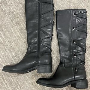 BCBG black leather boots